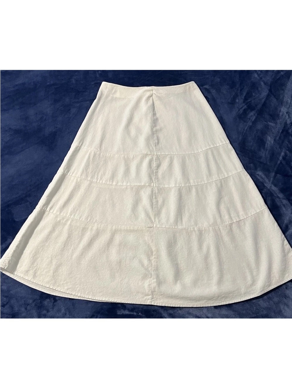 Courtenay Skirt Women Sz 10 White Linen Blend Midi Tiered Y2K Retro Boho Western